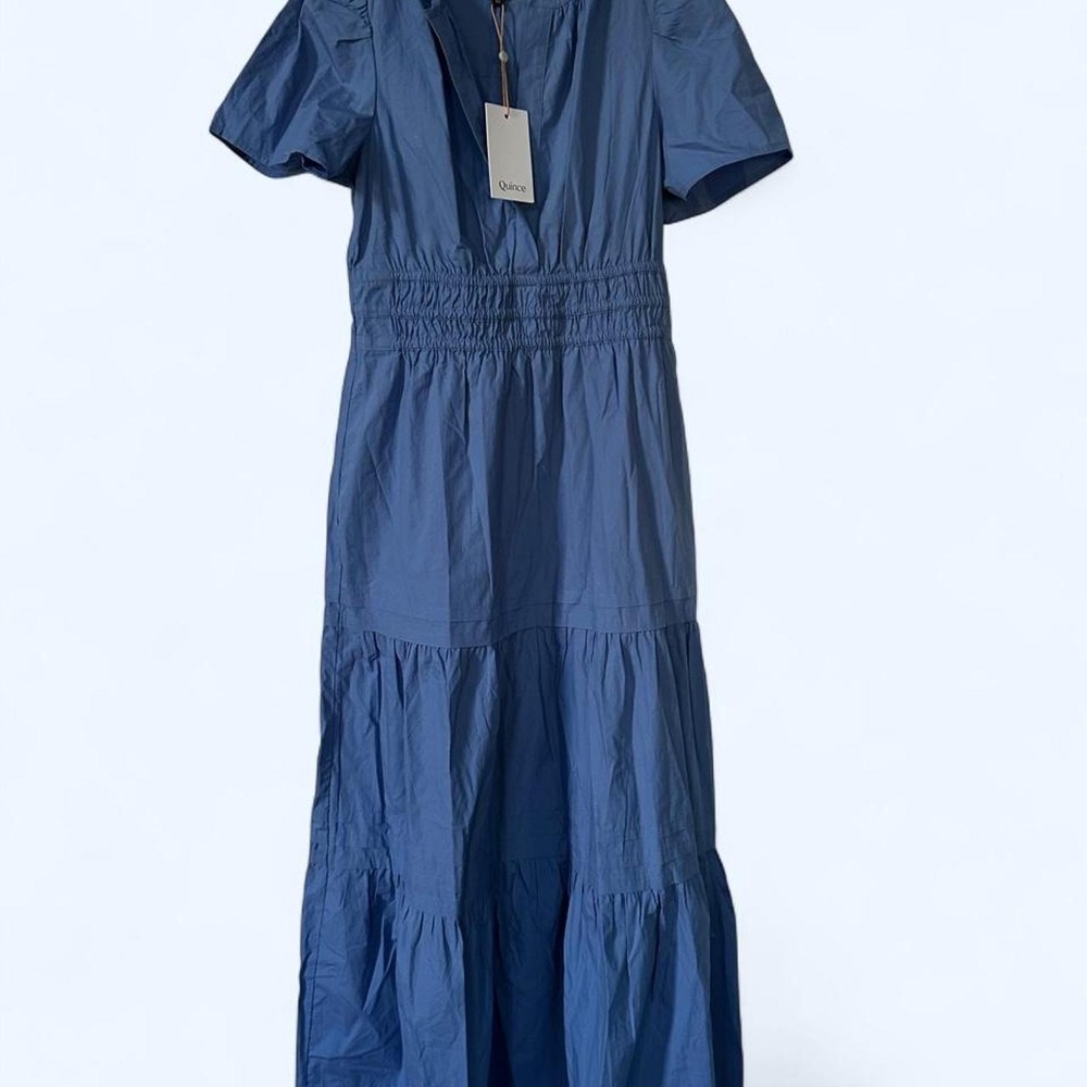Quince Blue Cotton Dress Sz XS NWT